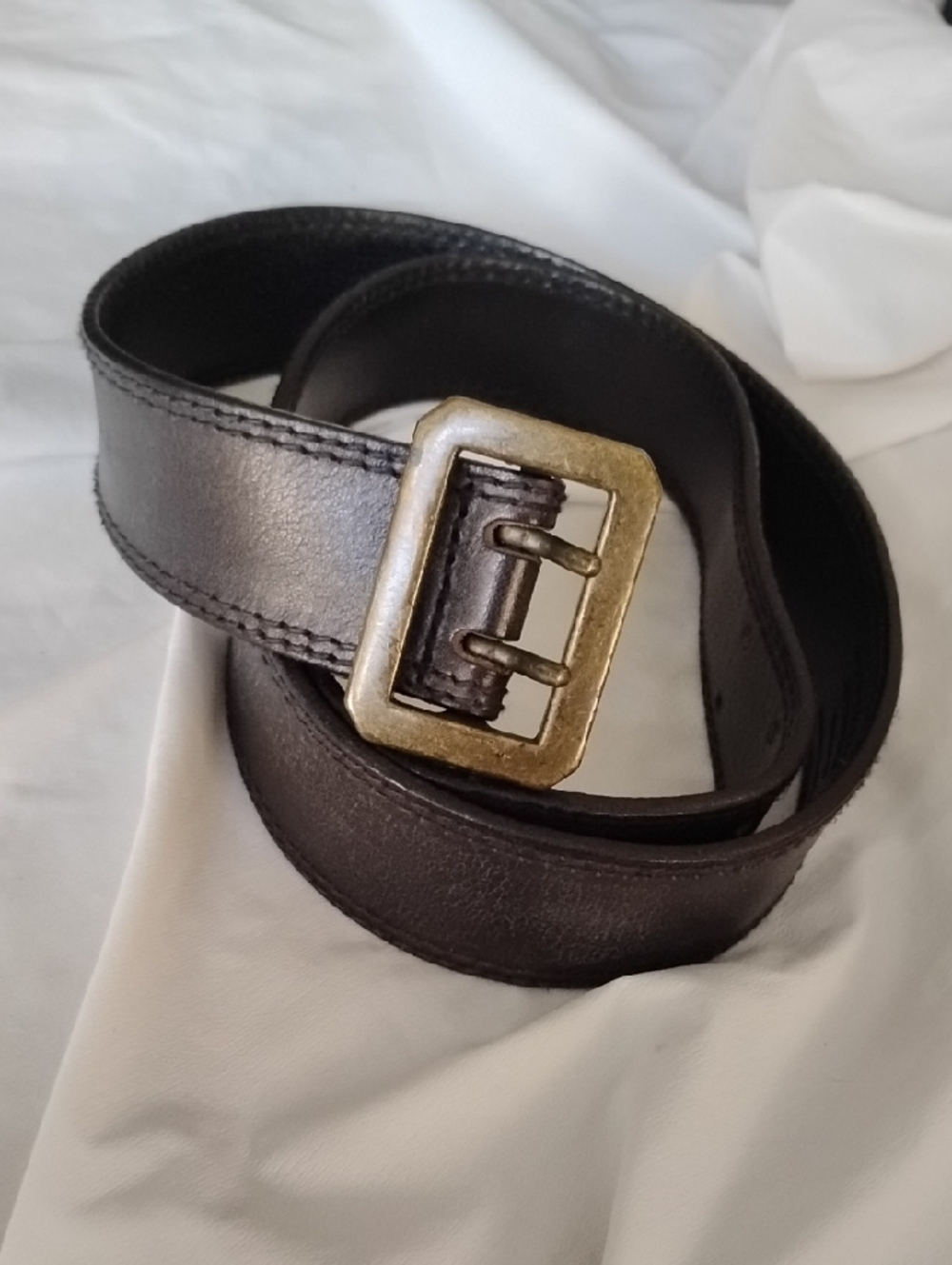 Black Leather Belt Brass Buckle American Eagle Women's Size M